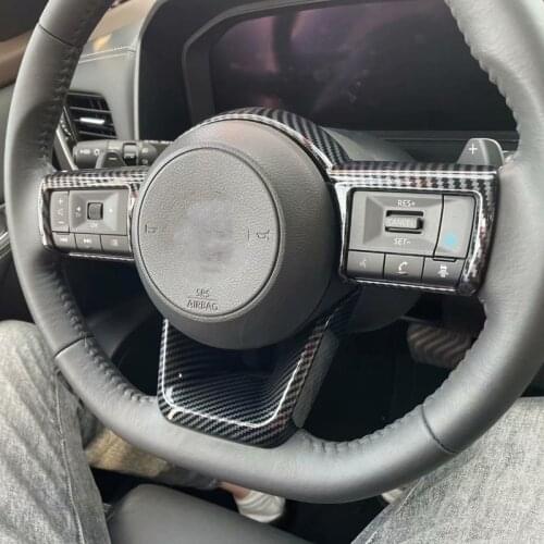 For Nissan Note e-POWER E13 2021 ABS Carbon Fibre Steering Wheel Frame Covers Button Trims Auto Interior Sticker Car Accessories