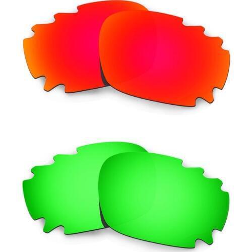 HKUCO For Jawbone-Vented Sunglasses Replacement Polarized Lenses 2 Pairs - Red & Green