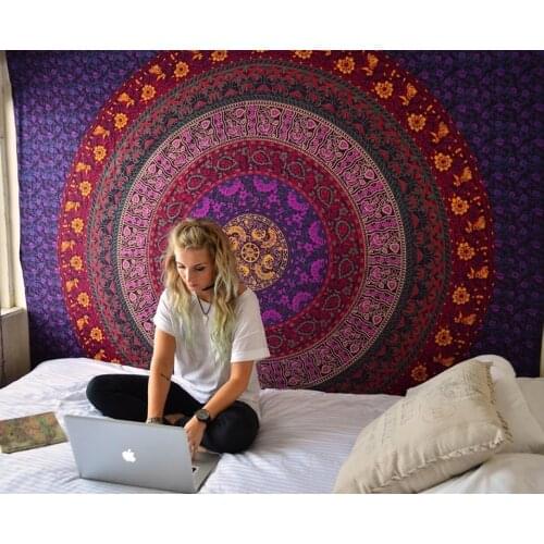 Indian Mandala Energy/Yoga Meditation Wall/Color Mandala/Indian Hippie Psychedelic Chakra Tapestry, Suitable For Studio Room Bed