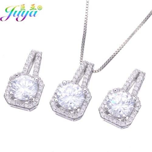 Juya Indian Jewelry Supplies Micro Pave Luxury Cubic Zirconia Pendant Necklace For Women Wedding Christmas Gift Wholesale