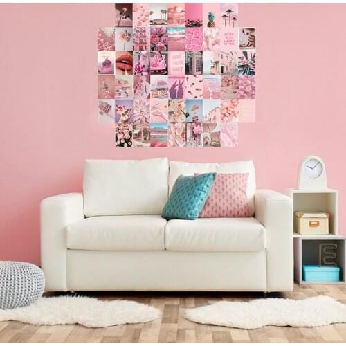 50Pcs Pink Aesthetic Picture for Wall Collage Print Kits Warm Color Rooms Decoration Girls Wall Art Prints Room Dorm Posters
