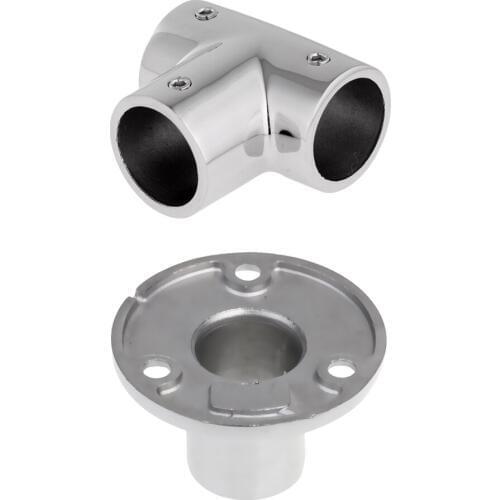 Marine Boat Rail/Stanchion Base + Handrail Fittings 90 Degree Tee 25mm
