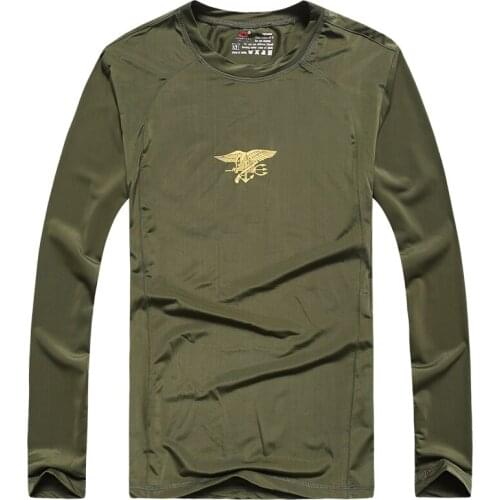 Mens Sports Outdoor T-shirt Navy Seals Quick Dry long sleeve Military Army Shirts Man Hunting Climbing Breathable Shirt