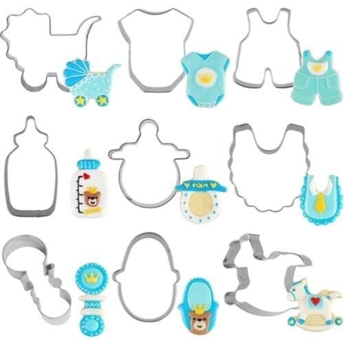Baby Shower Cookie Cutter Set Stainless Steel Biscuit Mold Bib Nipple Baby Pants 87HA