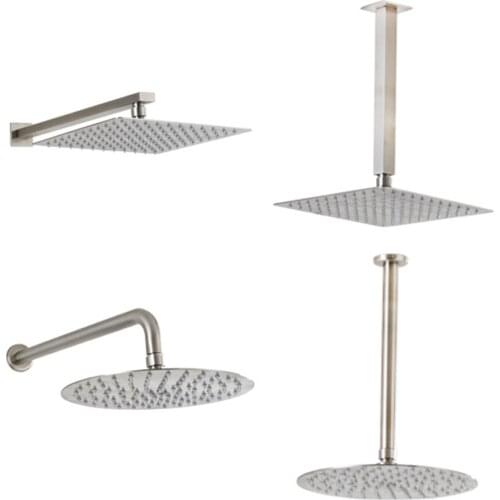 Wall Mounted Nickel Brushed Stainless Steel Rain Shower Arm G1/2 Shower Head Holder Fixed Pipe Concealed Free Shipping