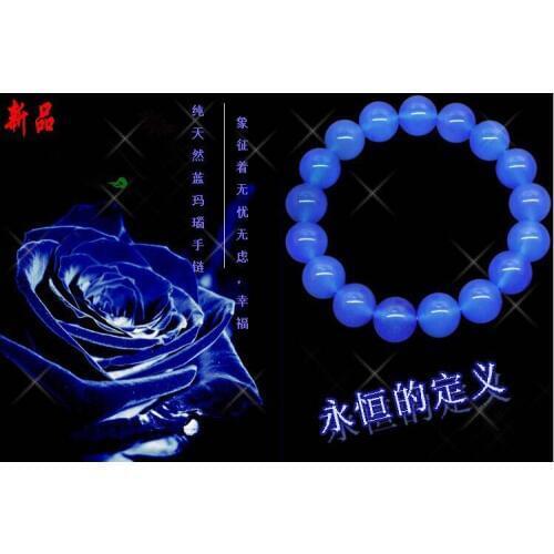 Natural Blue Chalcedony Bracelet agate hand men and women section on bead jade hand bead lovers authentic special