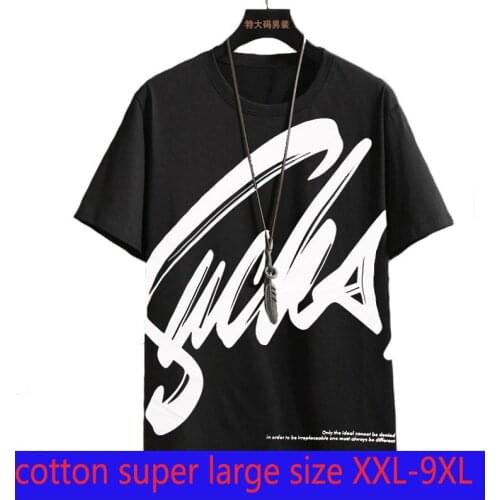 New Fashion Cotton Trendy Men Hip Hop Street Super Large Short Sleeve Loose Casual Printing O-neck Knitted Tshirt Plus Size 9XL