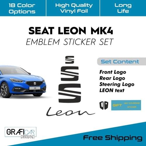 NEW SEAT LEON MK4/KL EMBLEM STICKER for SET-VINYL FOIL-ADHESIVE STICKER-CUSTOM COLORS + HEDİYELİ PRODUCT