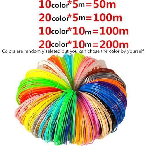 10/20 colors Plastic for 3d Pen 5 meter 10 Meter PLA 1.75mm 3D Printer Filament Printing Materials Extruder Accessories Parts