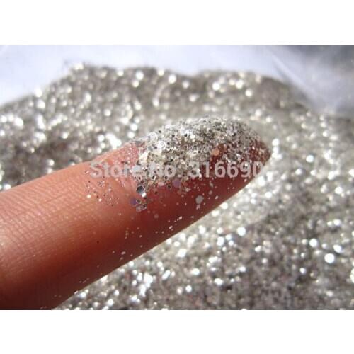 Solvent Resistant Silver Glitter Hex Mix for Nail Art Scrapbooking and Crafts