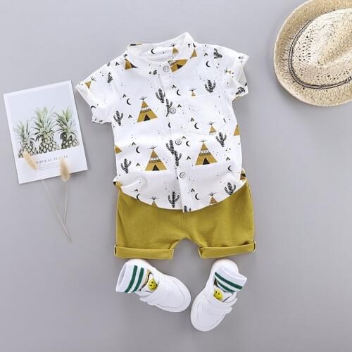 Toddler Boys Baby Kids Girl Cartoon fashion Print Tops+Shorts Outfit Set Clothes newborn kids tie casual summer clothes suits