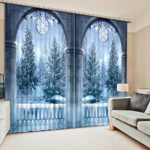 Customize 3d curtains for bedroom European dream winter scene blackout embroidered voile curtains 3d stereoscopic