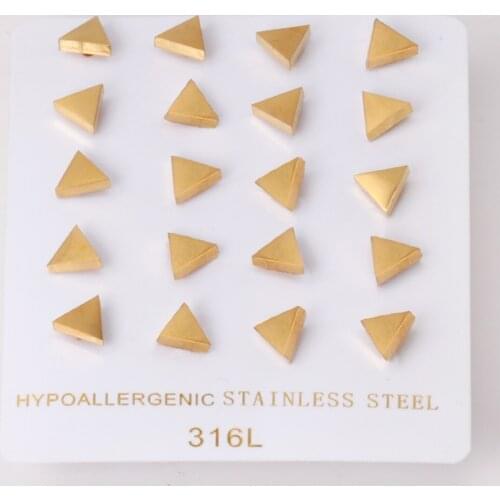 10 Pairs Triangle Ear Studs Stainless Steel Anti-allergy Gold Silver Color Women/Men Punk Ear Stud Party Jewelry Accessories