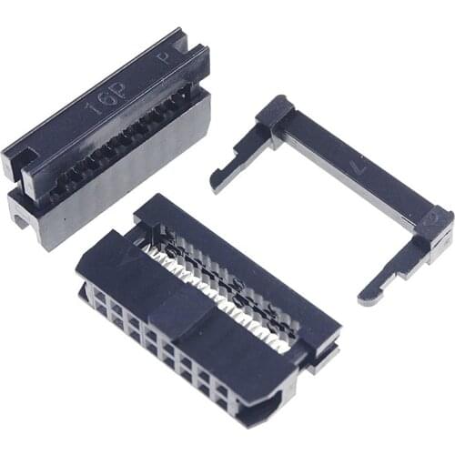 10 Pcs 0.079" 2.00mm 16 Pin dual Row IDC Connector 2 x8 P 16 position Rectangular Female Socket Receptacle Ribbon Cable