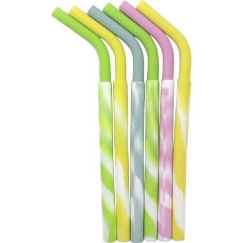 100pcs/lot 220*11.5mm Drinking straws Portable outdoor drinking straws Bend & straight Dual Part silicone drinking straw