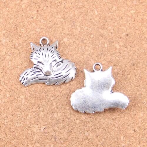 4pcs Charms wolf tail fox 24x28mm Antique Pendants,Vintage Tibetan Silver Jewelry,DIY for bracelet necklace