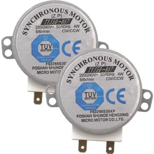 2pcs/lot AC 220-240V 4W 6RPM 48mm Micro Synchronous Motor for Warm Air Blower 50/60Hz CW/CCW TYJ50-8A7 microwave oven tray motor