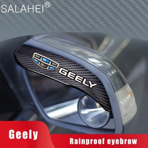 2Pcs Car Rear View Mirror Sticker Rain Guard Rearview Mirrors Cover Carbon Fiber Texture For Geely Atlas Boyue NL3 X6 EX7