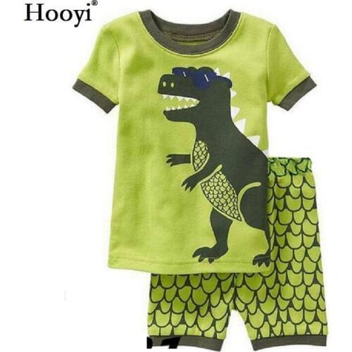 2021 Fashion Boys Pajamas Suit Summer Children Dinosaur Baby Sleepwear Baby Boys Clothes 100% Cotton Tee shirt Short Pants Soft
