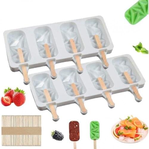 4-cavity Popsicle Mold 2pcs Ice Cream Making Tool Set DIY Baking Mold Popsicle Cake Mold Easy To Clean Candy Bar