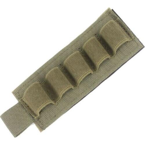 5 Round Hunting MOLLE Shotgun Stock Shell 12 Gauge Holder Ammo Pouch Hunting Stick Shell Ammo Carry Holder Reload Strip Shooting