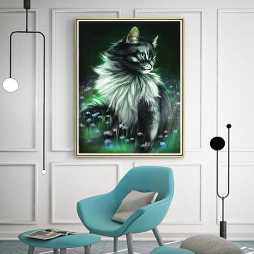 5D DIY Diamond Painting Animal Rhinestone Art Picture Full Square/Round Diamond Embroidery Cat Mosaic Home Decoration Gift Kit