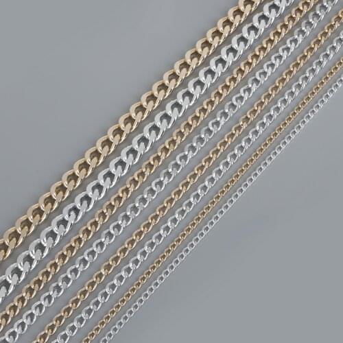 Best Selling Plated Silver/Light Gold Aluminum Chain Mill Chain For Necklace Bracelet DIY Jewelry Findings & Craft Making