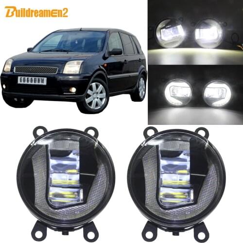 Buildreamen2 2 X Car Styling LED Projector Fog Light + Daytime Running Lamp DRL White 12V For Ford Fusion Estate JU 2002-2008