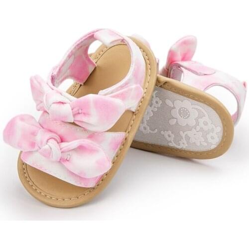 Infant Toddler Baby Girls Print Sandals Bowknot soft Sole Non-slip Cute Bowknot Flat Shoes First Walkers Summer Baby Shoes