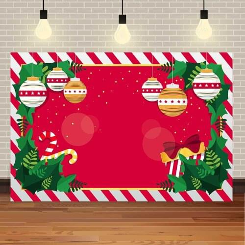 Seekpro Merry Christmas Bells Gift Winter Wooden Sequins Pine Cones Party Customized Photo Backdrop Photography Background