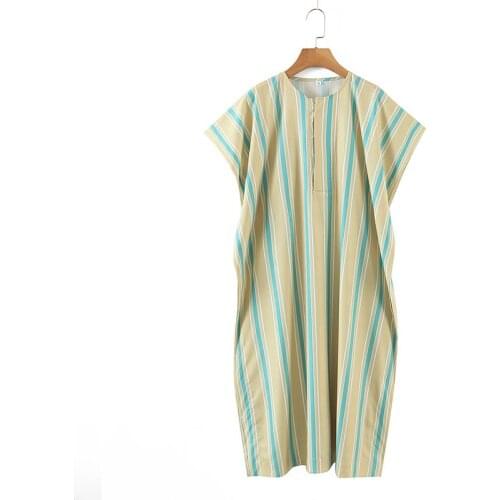 Hot summer ladies striped print dress short sleeve casual dress loose holiday dress