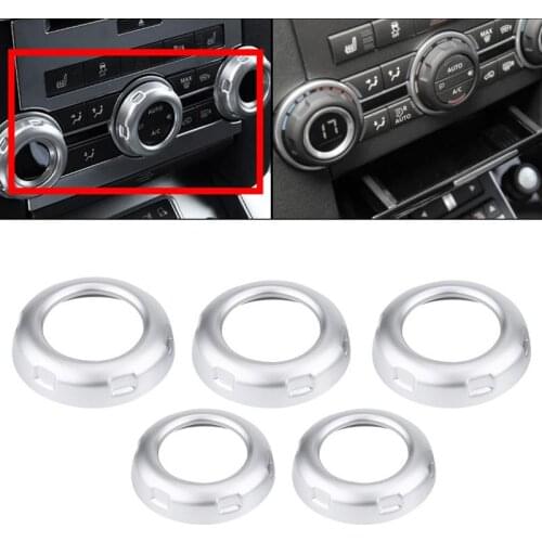 5pcs Chrome Car Volume & Air Conditioning Knobs Button Trim Cover for Land Rover Discovery 4 LR4 2009 2010 2011 2012 2013 -2016