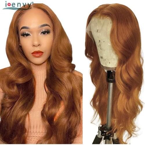 Ginger Blonde Lace Front Wig Human Hair Body Wave PrePluck Brazilian Transparent 13*1 Red Human Hair Wig Remy Lace Front Wig 99J
