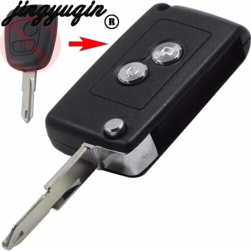 Jingyuqin 2 Buttons Modified Flip Folding Remote Fob Car Key Shell Cover For Peugeot 206 306 406 For Citroen C2 C3 Xsara Picasso