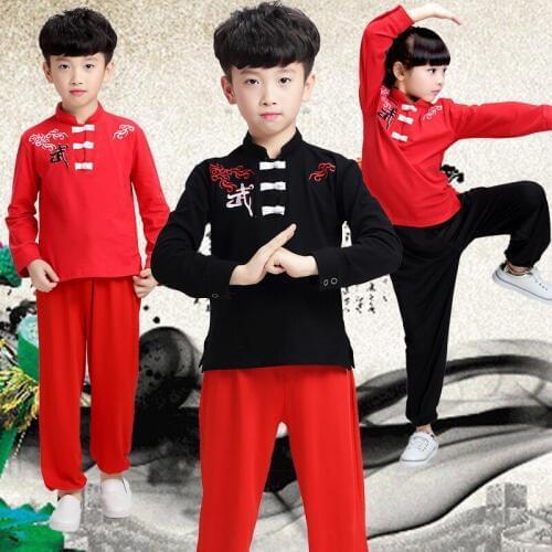 Children Kid Adult Cotton Long Sleeve Dobok Wushu Costume Kimono Judo Clothing Chinese Kung Fu Suit Tai Chi Martial Art Uniform