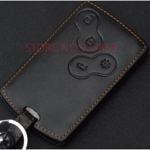 Leather Keyring For Renault Koleos Laguna 2 3 Megane 1 2 3 Sandero Scenic Captur Clio Duster Fluence 4 Button Renault Key Holder