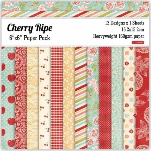 KSCRAFT 12 Sheets Cherry Ripe Scrapbooking Pads Paper Origami Art Background Paper Card Making DIY Scrapbook Paper Craft