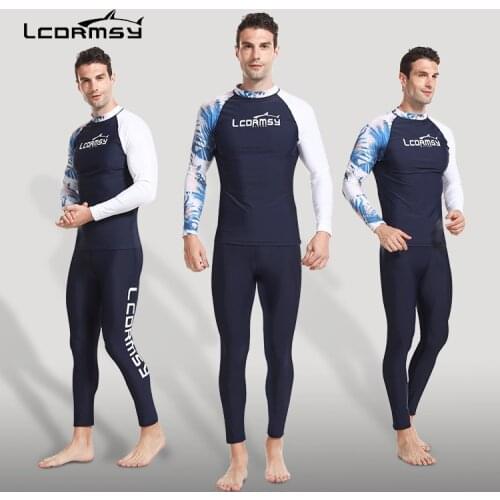 LCDRMSY MENS RASH GUARDS BEACH LONG SLEEVES SURFING SWIMMING TOP SHIRTS PANT SET WATER SPORTS GYM WETSUIT QUICK-DRY UPF50+ Y780