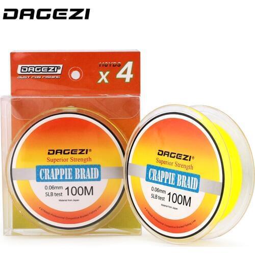 DAGEZI Super Thin 0.06MM 5LB Test Crapple braid Fishing Lines Multifilament PE Braided Fishing Line Rope Yellow Leader Line