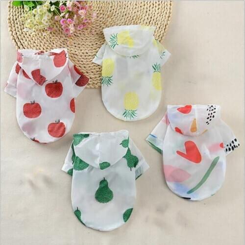 Summer Sun Protection Hoodie Small Dog Clothes Dog Raincoat Sun-proof Clothing For Small Medium Pets Fruit Printing Print Poncho