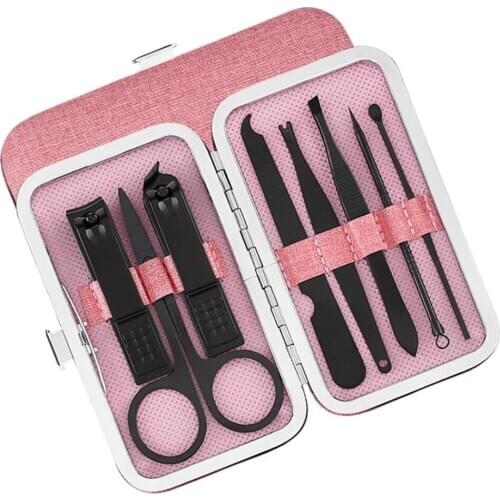 Hot 50sets/lot 8pcs/Set Stainless Steel Nail Clipper Pedicure Set with Scissor Tweezer Professional Manicure Tools Nail Supplies