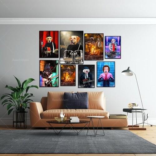 Fashionable Nordic music dog, DJ personalized pet poster, music dog lover, unique wall poster for home decoration