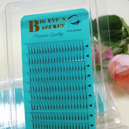 Big eyes secret Top quality long stem 3D Cluster FANS Eyelash Extensions Premade Volume Russian Material Individual Lashes