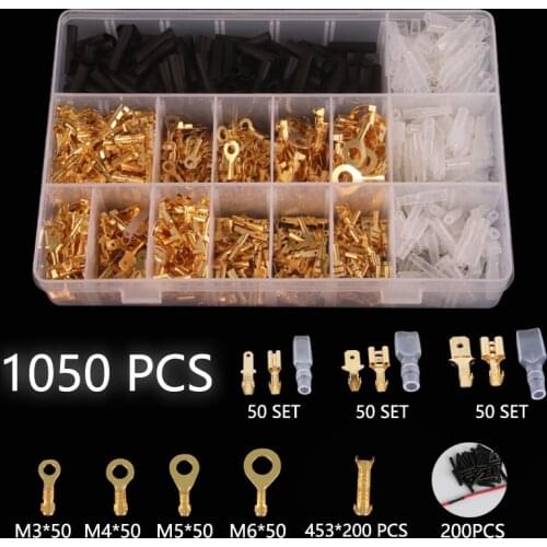 2.8/4.8/6.3mm Crimp Terminals Insulated Male and Female Wire Connector Electrical Wire Spade Connectors Insulated Sleeves Kit