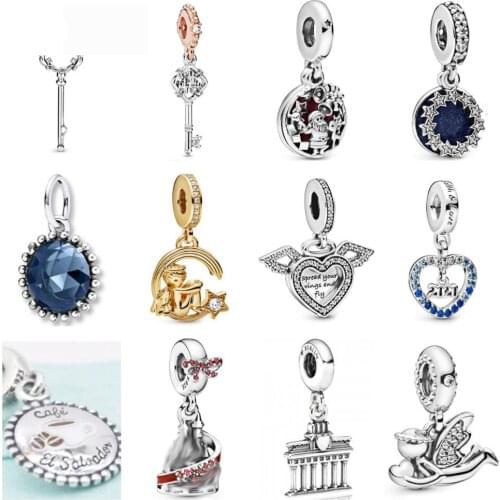 PDD DZ 49 925 Sterling Silver Spring New Charm Pendant with DIY Bracelet Necklace Jewelry Gift Carving Suitable for Women