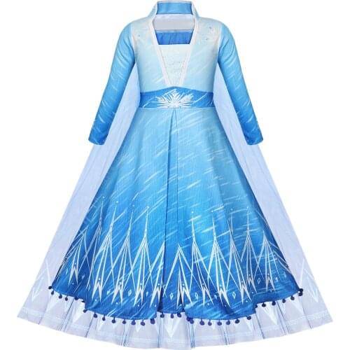 Girls Anime Cartoon Frozen Elsa Princess Cosplay Dress Baby Birthday Gift Festival Party Costume Outdoors Play Walk Casual Wear