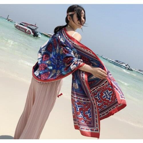 Beach Sunscreen Shawl Womens Summer Travel Silk Scarf Versatile Beach Holiday Beach Towel Super Large Tulle Scarf