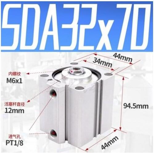 SDA32-70 Airtac Type SDA series SDA32X70 1/8" Port Pneumatic Compact Air Cylinder 32mm Bore 70mm Stroke SDA32*70