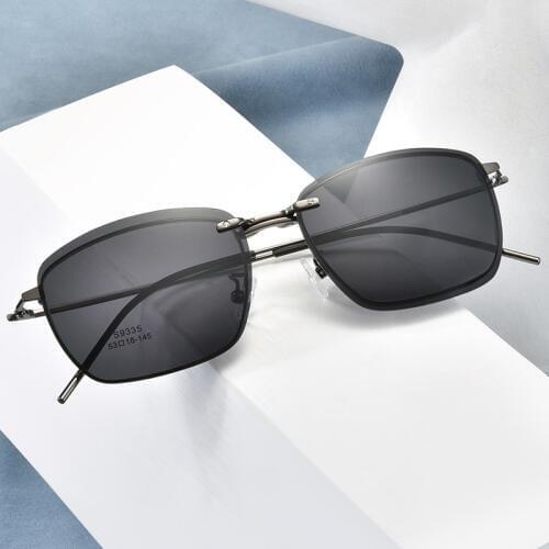Polarized Sunglasses Men Driving Square Rimless Magnetic Clip On Sunglasses Male Goggle UV400 Ultralight Optical Glasses Frame