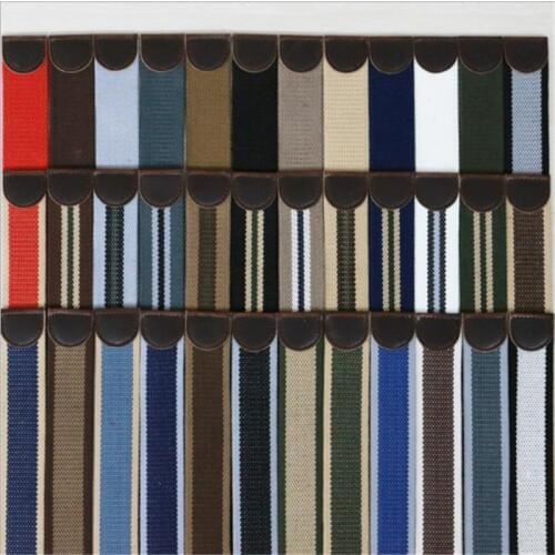 BOKADIAO Men Women Canvas belt without buckle Thicken luxury waistband jeans belt Black weave stripe belts 3.8cm wide strap male